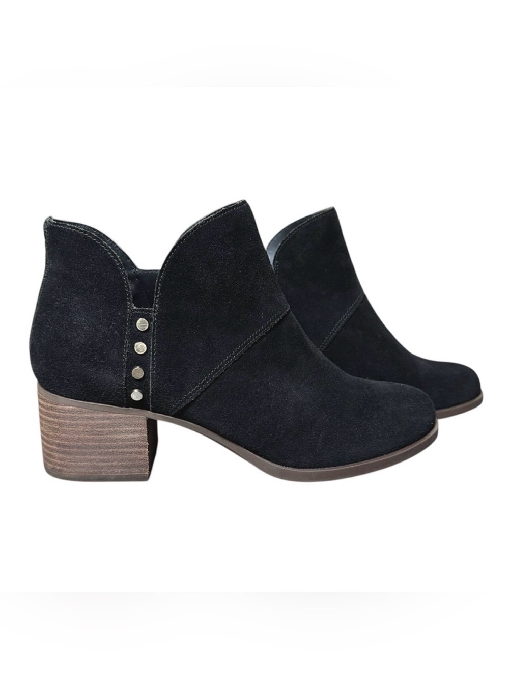 Koolaburra UGG Sofiya Black Studded Suede Leather Slip On Heeled Boots Size 8.5